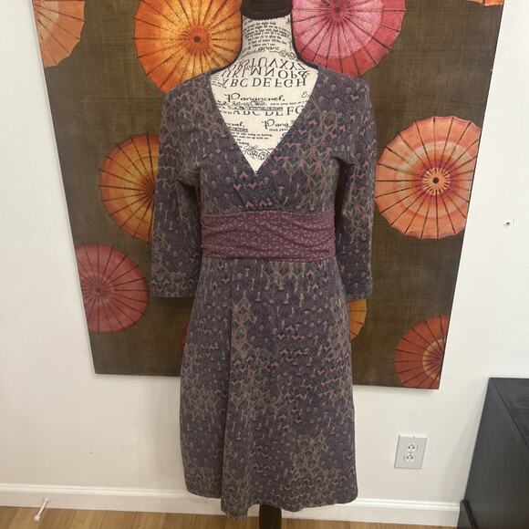 Patgonia Organic Cotton Abstract Multi Pattern Dress Eco-Chic Mountain Boho Sz M - Picture 1 of 5